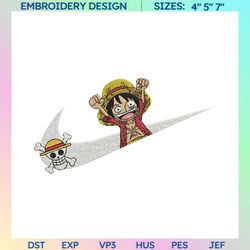 inspired anime embroidered sweatshirt, nike x luffy embroidered sweatshirt, custom anime embroidered hoodie, inspired anime embroidered crewneck, anime embroidered gift