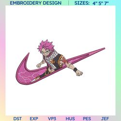natsu dragneel x nike embroidered sweatshirt, inspired anime embroidered sweatshirt, custom anime embroidered hoodie, inspired anime embroidered crewneck, anime embroidered gift