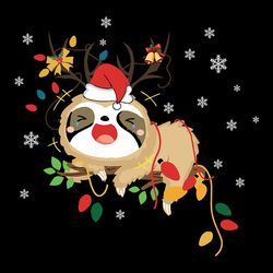 santa sloth reindeer light christmas svg, sloth christmas svg, funny christmas svg, birthday svg, instant download