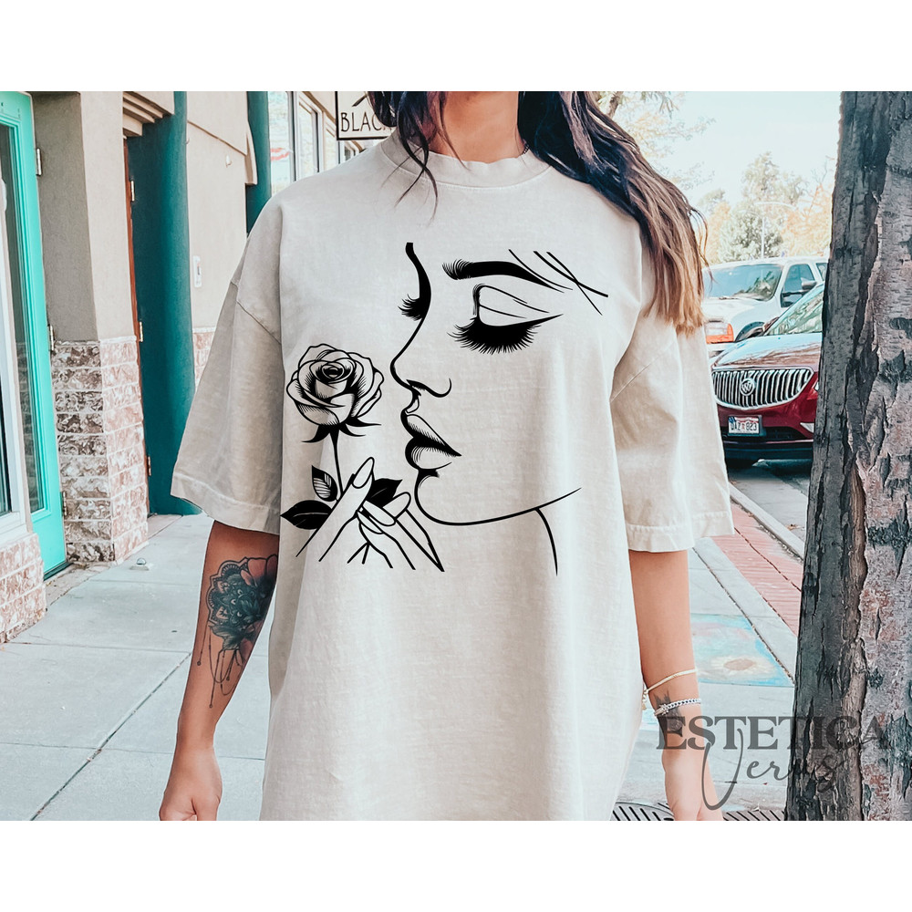 Beauty with Rose Svg, Woman Svg, Girl Svg, Feminine Silhouette Svg, Strong Female Svg, Girl Power Svg, Black Woman Svg, Black Girl Magic Svg.jpg