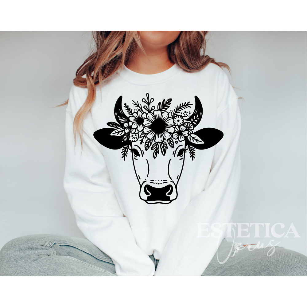 Cow print Svg Png, Cow Head Svg, Farm animal Svg, Cow with Flower Crown Svg, Cute Cow svg, Cow silhouette Png,Files for Cricut, Animal png.jpg
