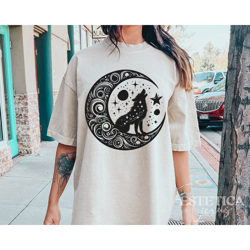 Wolf And Moon Svg Png, Howling Wolf Svg, Wolf Silhouette Svg, Lone Wolf Svg, Wolf Night Sky Svg, Animal Svg, Sublimation Designs Download.jpg
