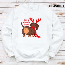 funny have a weinerful season daschund doxie in dog dress t-shirt - olashirt