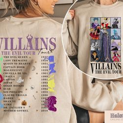 comfort color disney villains evil tour 2 sides shirt,disney villains characters concert music shirt,disney evil friends