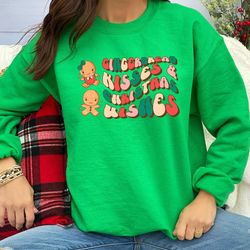 gingerbread kisses and christmas wishes sweatshirt, funny christmas sweatshirt, christmas gift, christmas family sweatsh