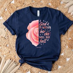 god is within her she will not fall psalm 465 shirt, breast cancer shirt, pink ribbon shirt, cancer warrior shirt, cance