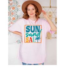 salty breeze, beach ease: 'sun sand salt' comfort color tee - embrace the coastal bliss!