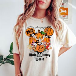 comfort colors vintage walt disney world halloween shirt, disneyworld halloween 2023 shirt, mickey and friends halloween