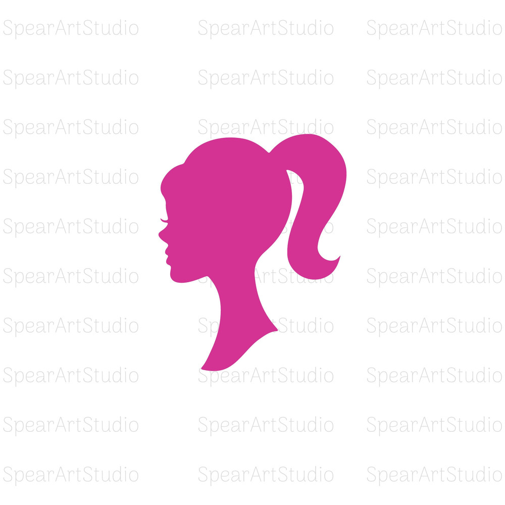 Doll head svg, woman head svg, doll svg, doll clipart, doll silhouette, woman silhouette, ponytail svg, doll head cricut silhouette svg file.jpg