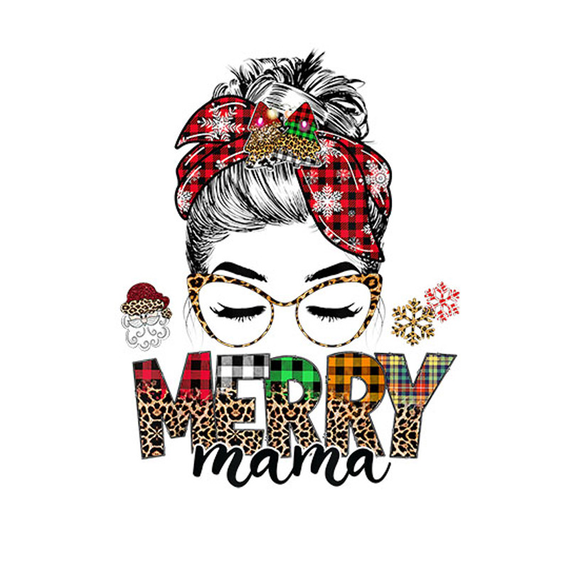 Merry Mama Christmas Women Messy Bun Reindeer Holidays Xmas T-Shirt_5 copy.jpg