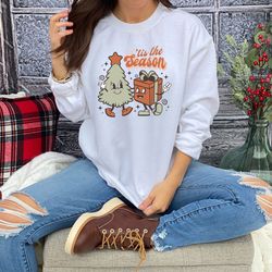 tis the season sweatshirt, christmas tree sweatshirt, funny christmas sweatshirt, christmas women sweatshirt, christmas
