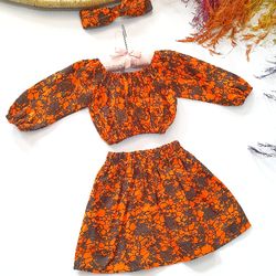 Skirt And Blouse Set, Girls outfits, Crop top For Toddlers, Stocking Fillers, Dresses For Kids, Gift Set For Baby Girl