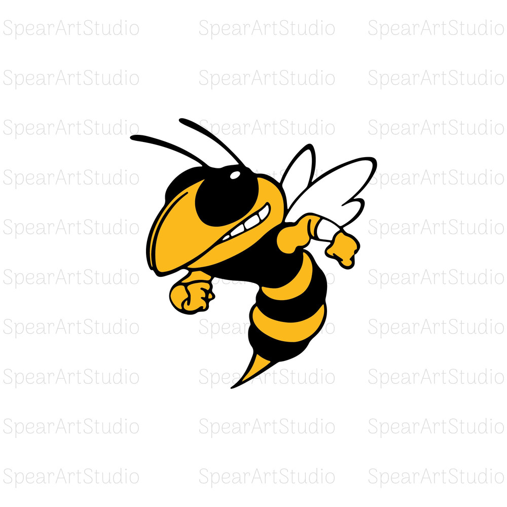 Hornet Bee Mascot SVG & JPEG Instant Download Digital Download File Cuttable,Sports, Wasp, Football, Basketball, Bumblebee, School, College.jpg