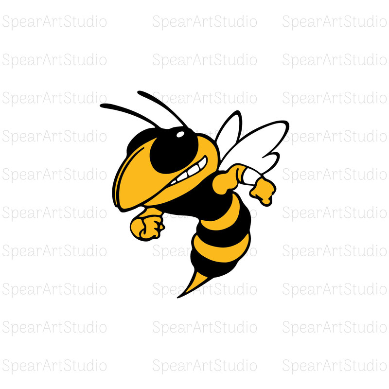 Hornet Bee Mascot SVG & JPEG Instant Download Digital Download File Cuttable,Sports, Wasp, Football, Basketball, Bumblebee, School, College.jpg