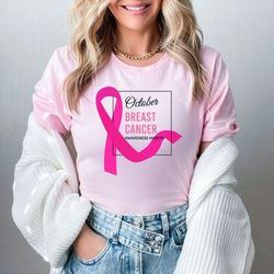 breast cancer awareness month shirt, in october we wear pink shirt, pink ribbon shirt, cancer fighter shirt, cancer warr