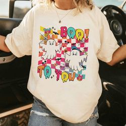 donald and daisy checkerboard boo to you shirt donald ghost halloween shirt trick or treat mickey not so scary hallo