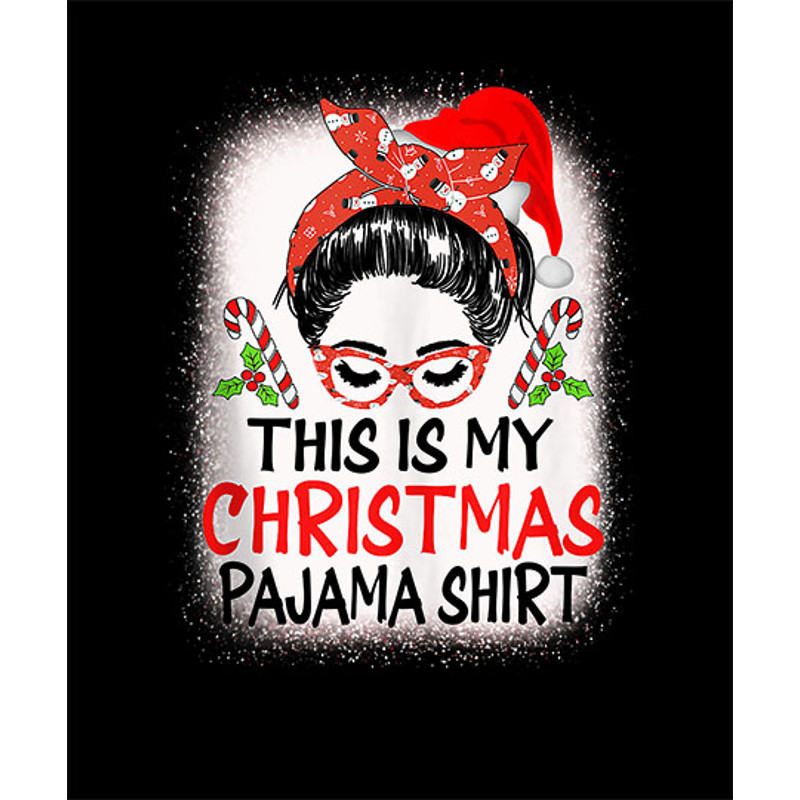 This is My Christmas Pajama Funny Christmas Messy Bun Women Tank Top.jpg