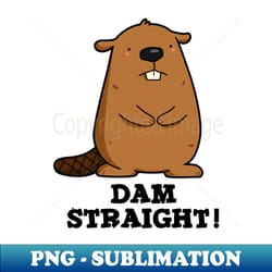 dam straight cute beaver pun - trendy sublimation digital download - vibrant and eye-catching typography