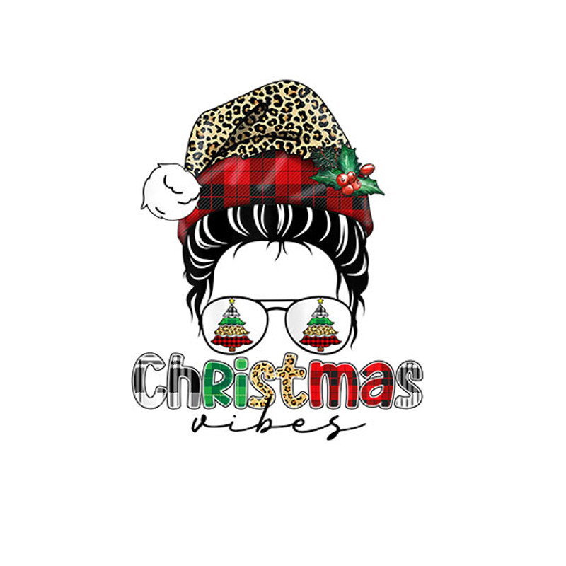 Womens J2mq Messy Bun Christmas Vibes Merry Christmas Xmas T-Shirt copy.jpg