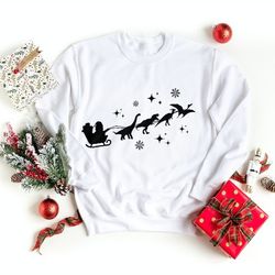 christmas dinosaur sleigh ride svg, dinosaur sleigh ride, santa sleigh svg