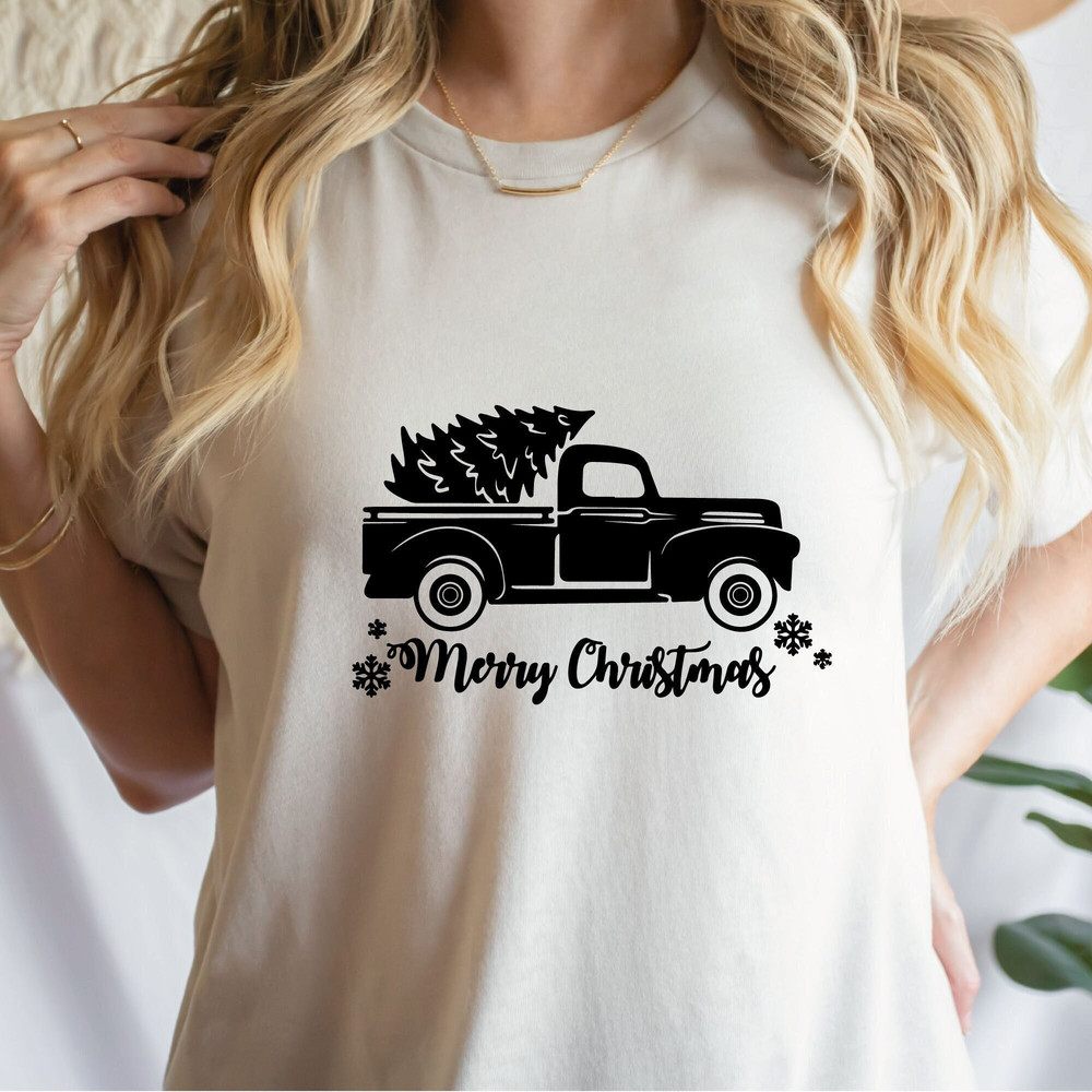 Christmas truck tree SVG Merry Christmas SVG Cricut Cut File Clip art Truck tree retro vintage Winter Vector.jpg