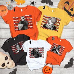 horror movies characters shirt, vintage horror halloween sweatshirt  scream ghost face michael myers freddy kruger it ja