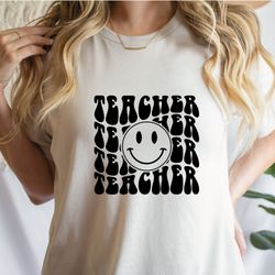 teacher svg, teacher shirt svg, happy face teacher