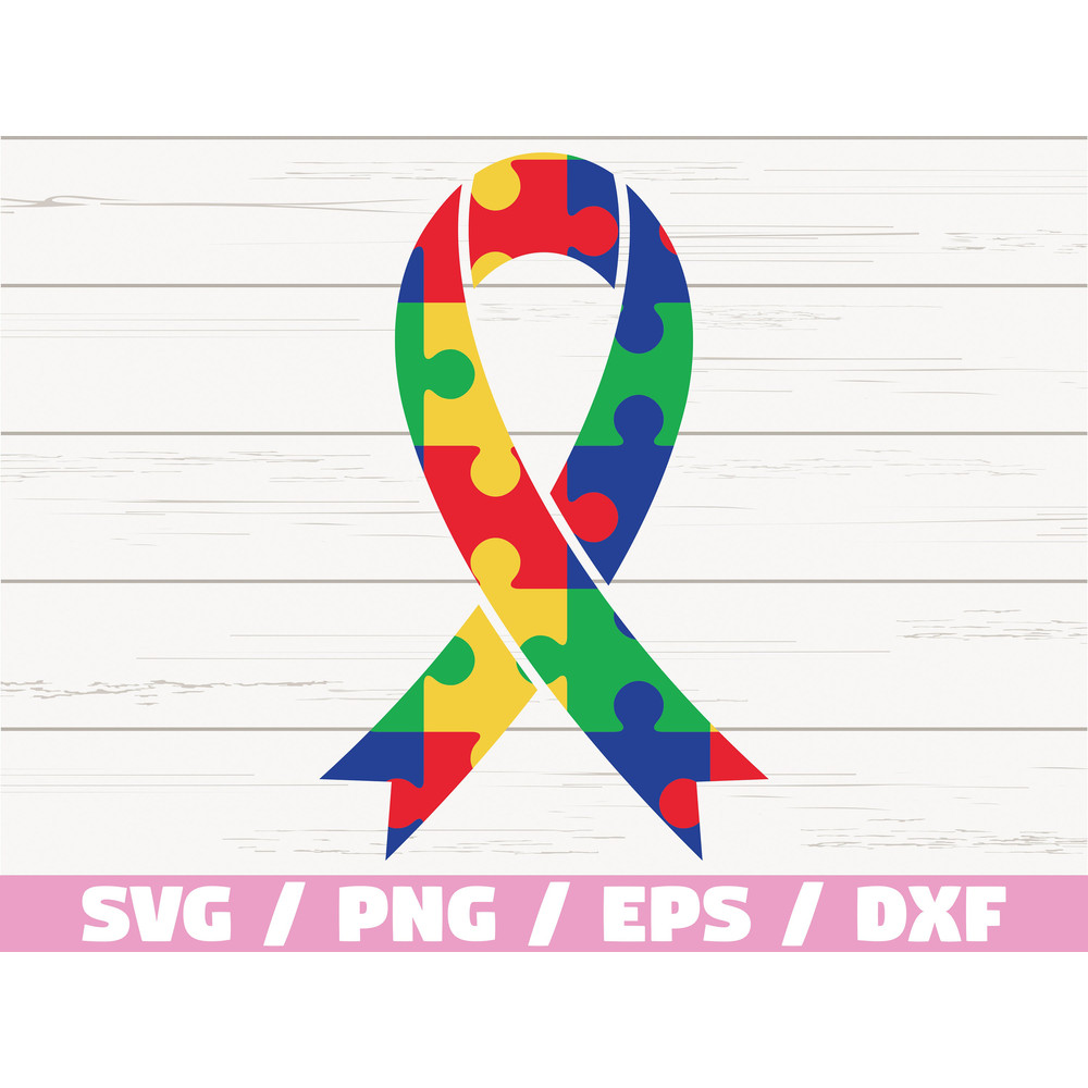 Autism Ribbon SVG Cut Files Commercial use Cricut Clip art Autism Awareness SVG Printable Vector Autism SVG Dxf.jpg