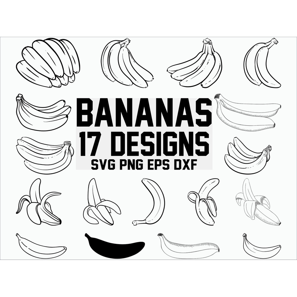 Banana SVG Fruits svg Banana Clipart Cut Files Silhouette Cricut Vector png eps dxf.jpg