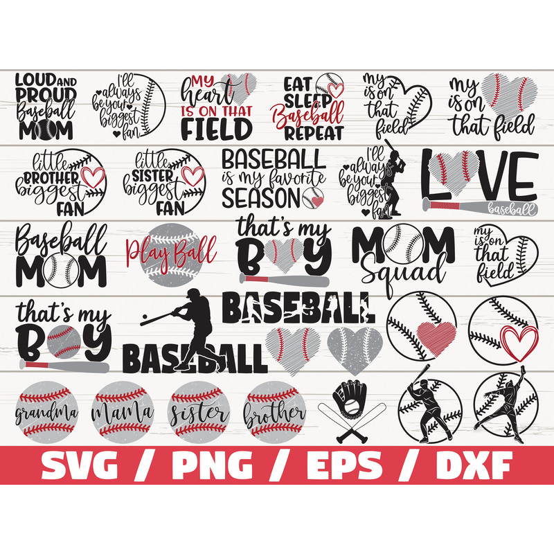Baseball bundle SVG Baseball Mom SVG Baseball Fan SVG Baseball Shirt Baseball Love Svg Cut Files Cricut Commercial use.jpg