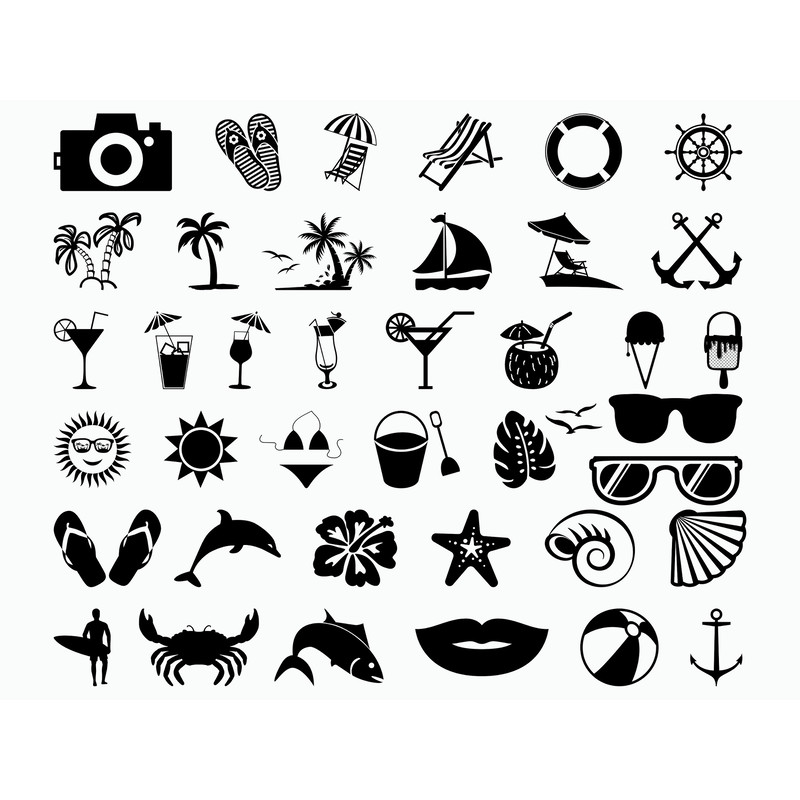 Beach SVG Bundle  Summer SVG Bundle  Clipart Cut Files  Cricut  Printable  Silhouette  Vector  Dxf.jpg