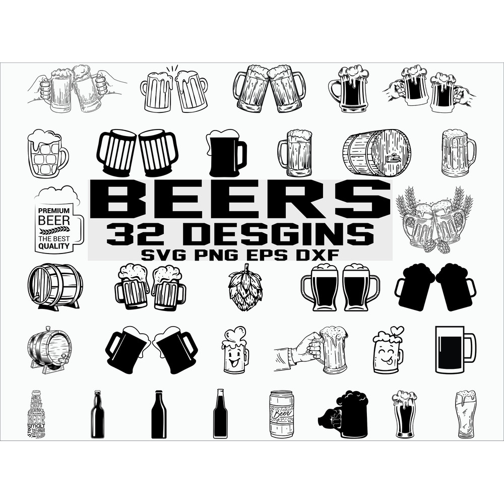 Beers Svg Decorative Beers Beers Bottles Svg Cheers svg Clipart Silhouette Printable Cut Files cricut Instant Download.jpg