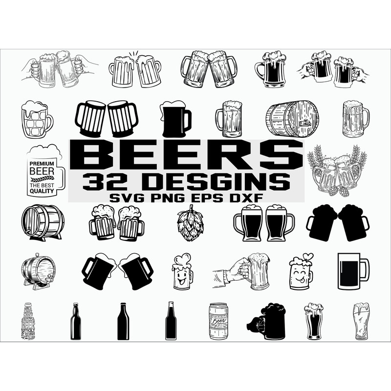 Beers Svg Decorative Beers Beers Bottles Svg Cheers svg Clipart Silhouette Printable Cut Files cricut Instant Download.jpg