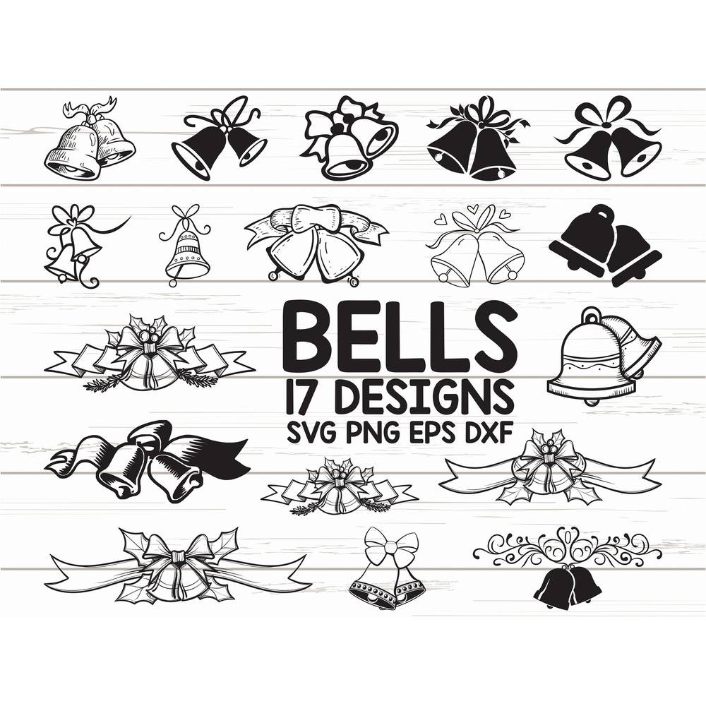 Bells SVG Bell SVG Bells Christmas Wedding Bell SVG Easter Svg Clipart Decal Stencil Vinyl Cut file Silhouette.jpg