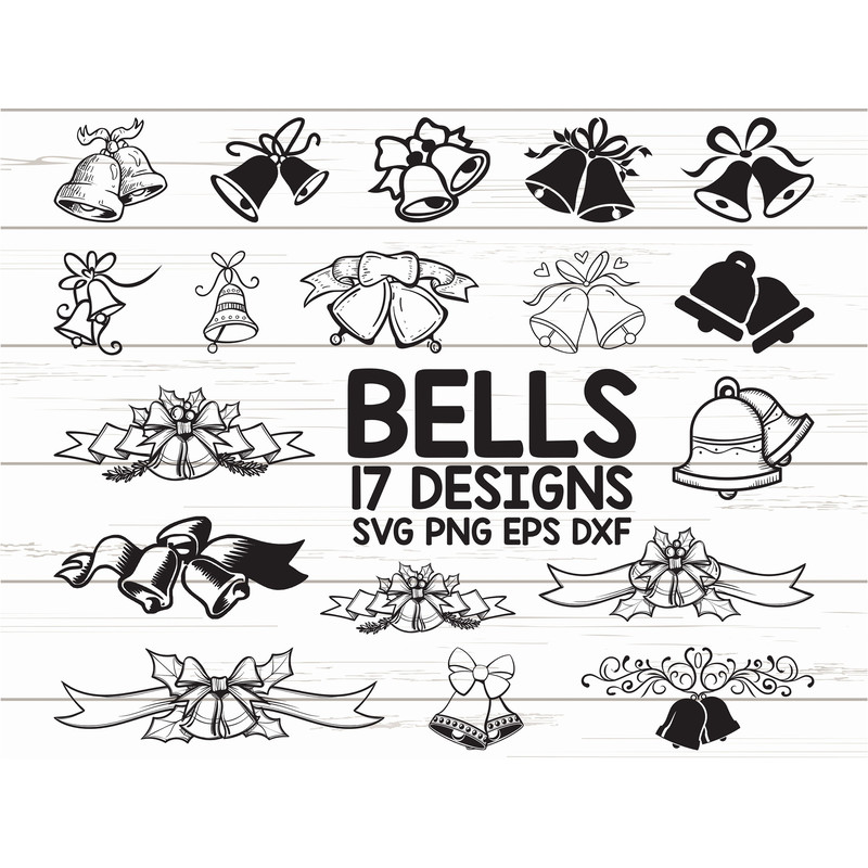Bells SVG Bell SVG Bells Christmas Wedding Bell SVG Easter Svg Clipart Decal Stencil Vinyl Cut file Silhouette.jpg