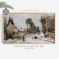 Vintage Winter Christmas Frame TV Art, Farmhouse Snowy Winter Landscape Art for Tv, Digital Download, The Frame Tv Art