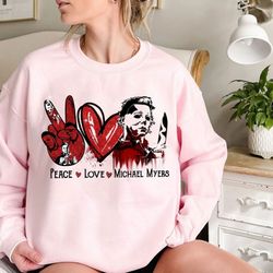 peace love michael myers vintage shirt, michael myers halloween t-shirt, myers thriller shirt friday the 13th horror, h