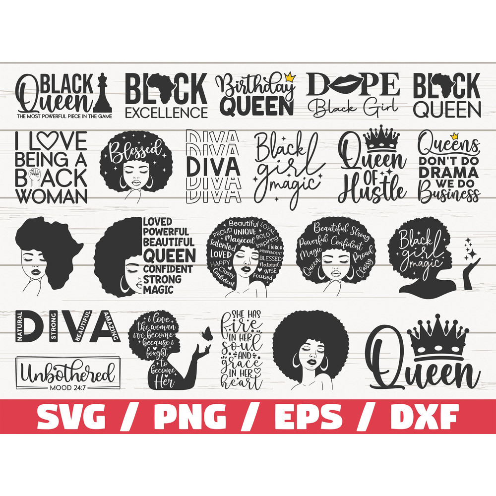 Black Girl Magic SVG Bundle Cut Files Commercial use Cricut Clip art Black Woman SVG Afro Diva SVG Afro Girl.jpg