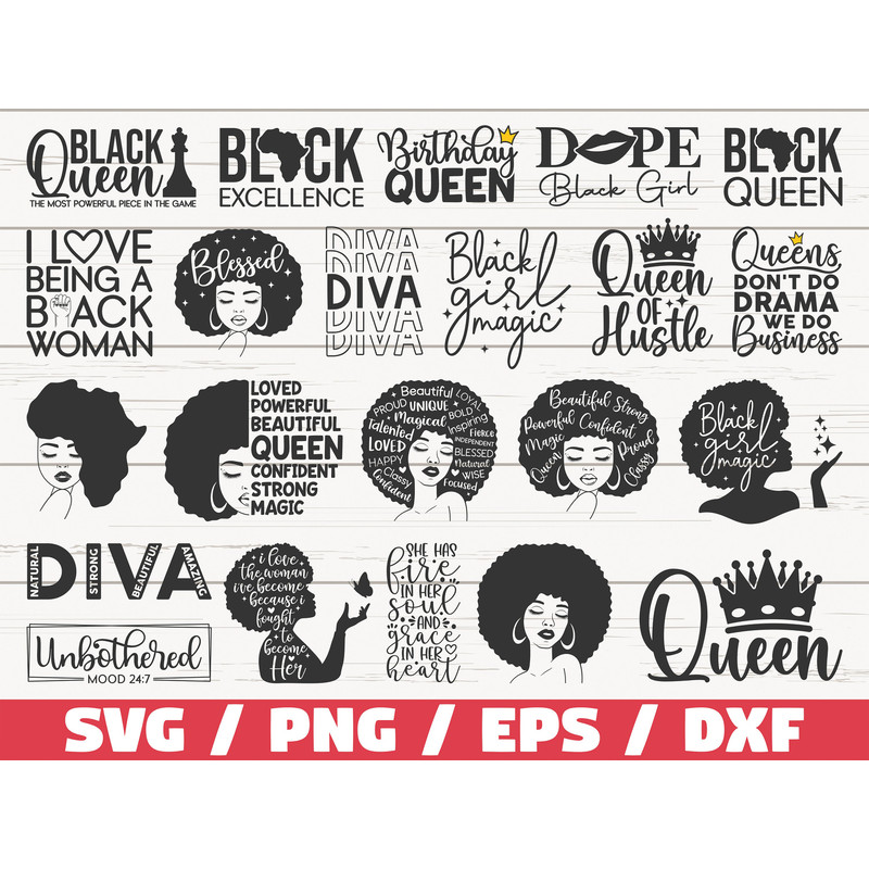 Black Girl Magic SVG Bundle Cut Files Commercial use Cricut Clip art Black Woman SVG Afro Diva SVG Afro Girl.jpg