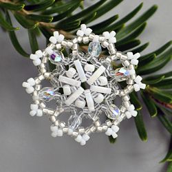 snowflake 5 beading tutorial pdf from the snow ebook.  pdf beading tutorial for earrings or christmas tree decoration.