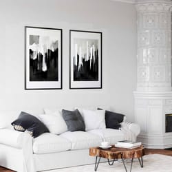 bedroom wall art, black and white wall art, 2 piece art prints, abstract poster set, living room art, set of 2 prints, c