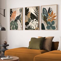 boho abstract wall art prints set of 3 prints beige poster terracotta boho wall art download eclectic gallery wall art c