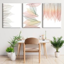 floral 3 piece wall art print botanical leaf print scandinavian modern wall decor extra large white set poster bedroom n