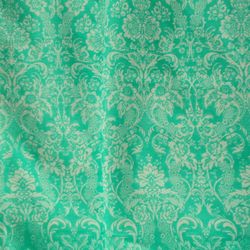 Turquoise cotton Fabric, baroque fabric, vintage fabric, folk art fabric Slavic lace fabric