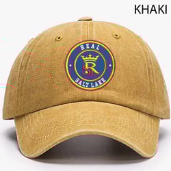 real salt lake mls embroidered distressed hat, mls real salt lake logo embroidered baseball hat, vintage hat