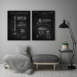 guitar patent prints  set of 2, guitar poster, guitar art, guitar print, guitar decor,