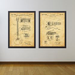 guitar patent prints set of 2, guitar poster, guitar art, guitar print, guitar decor,