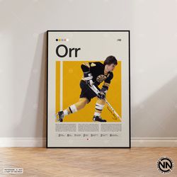 bobby orr poster, boston bruins poster, nhl poster, hockey poster, sports poster, mid-century modern, sports bedroom pos