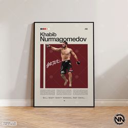 khabib nurmagomedov poster, mma poster, boxing poster, sports poster, mid-century modern, motivational poster, sports be