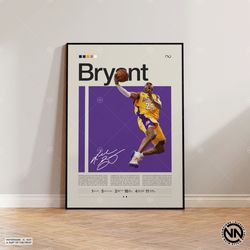kobe bryant poster, la lakers poster, nba poster, sports poster, mid century modern, nba fans, basketball gift, sports b